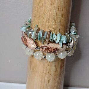 Shell And Plastic Bead Stretch Bracelet